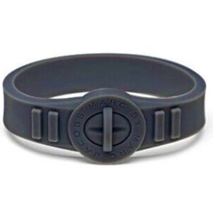 Marc Jacobs Black Silicone Logo Bracelet Unisex Rubber Cuff Wristband